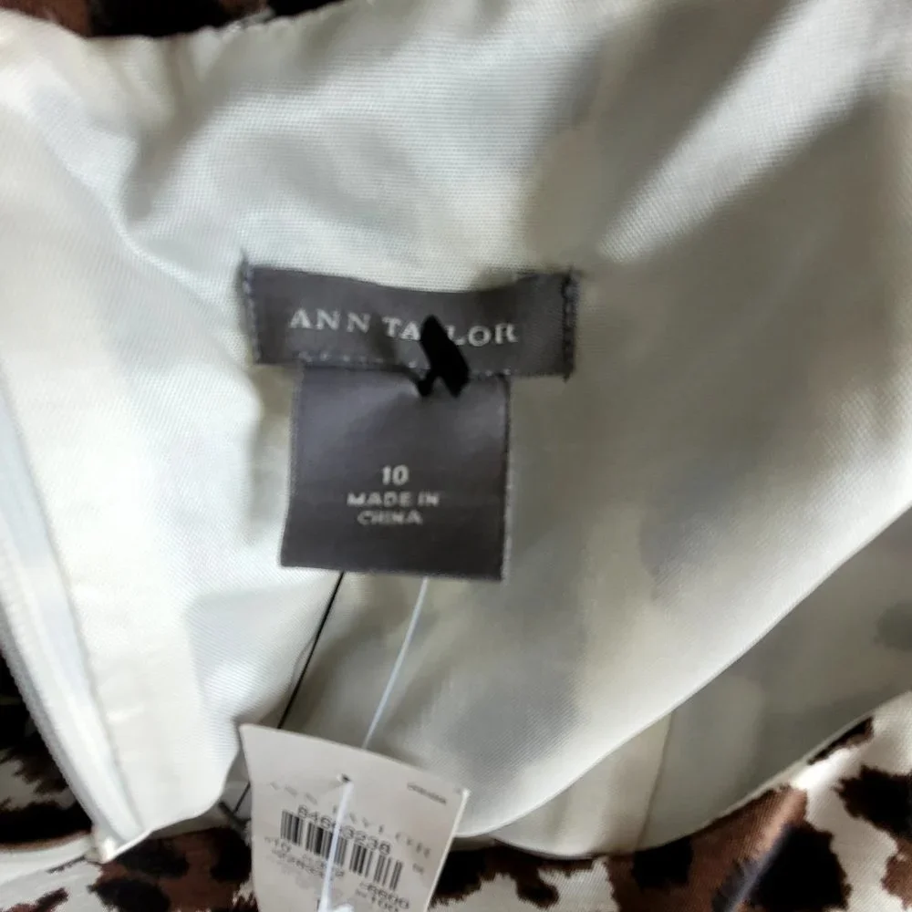 Ann Taylor Business Casual Women's Dress ~ Size 10 ~ Brown, Tan & Animal Print - Picture 8 of 8